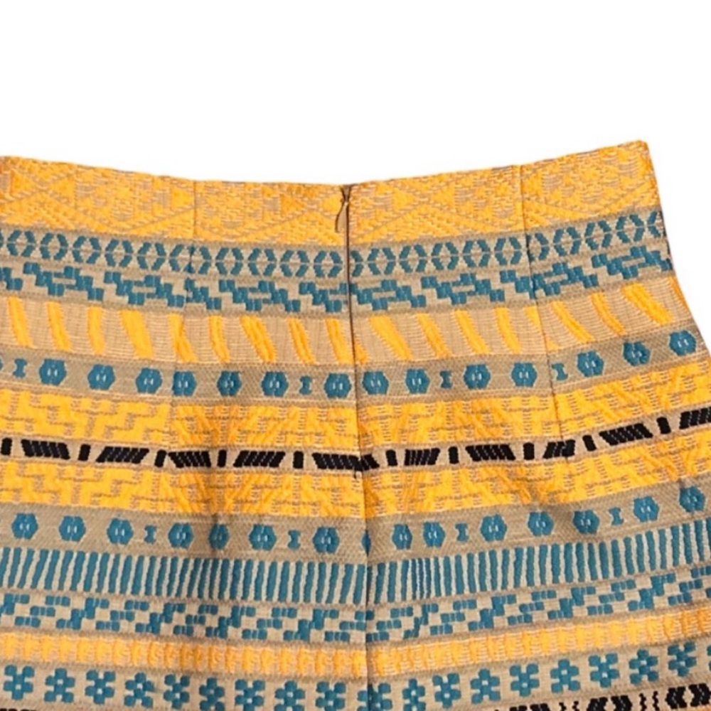 Zara Yellow Blue Gray Black Aztec Boho Patterned Mini Skirt - Size S - Picture 5 of 8